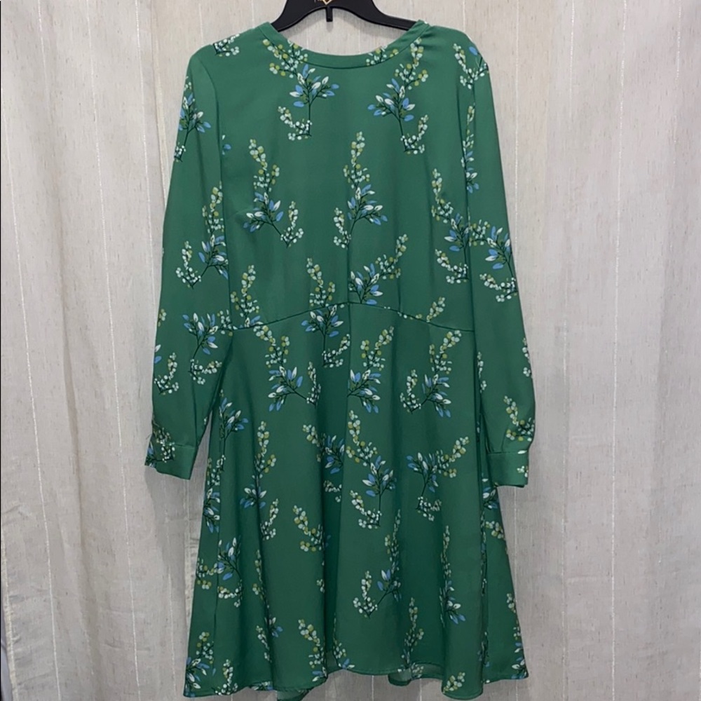 Loft Floral Green Print Dress Size 16